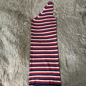 Zara striped one shoulder knit dress